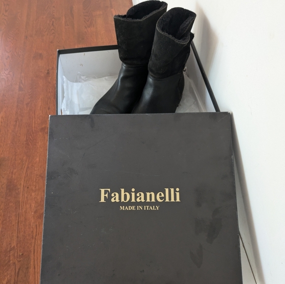 Fabianelli Italian Made Leather Side zip Shearling Lined Ankle Boots sz 38 7 1/2 - Picture 11 of 14